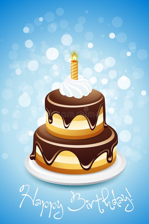 Happy Birthday Card With Cake Stock Vector - Illustration of birthday ...