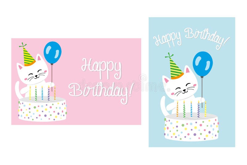 Cat Birthday Cake Balloon Stock Illustrations – 576 Cat Birthday Cake ...