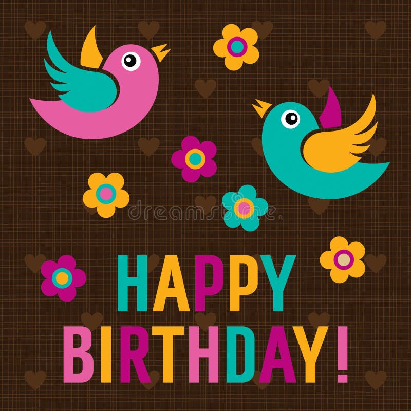 Happy Birthday Card with cute birds