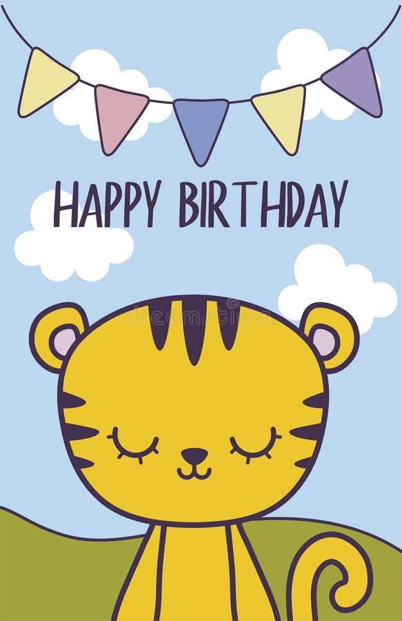 Cute Happy Birthday Card Funny Tiger Stock Illustrations – 976 Cute ...