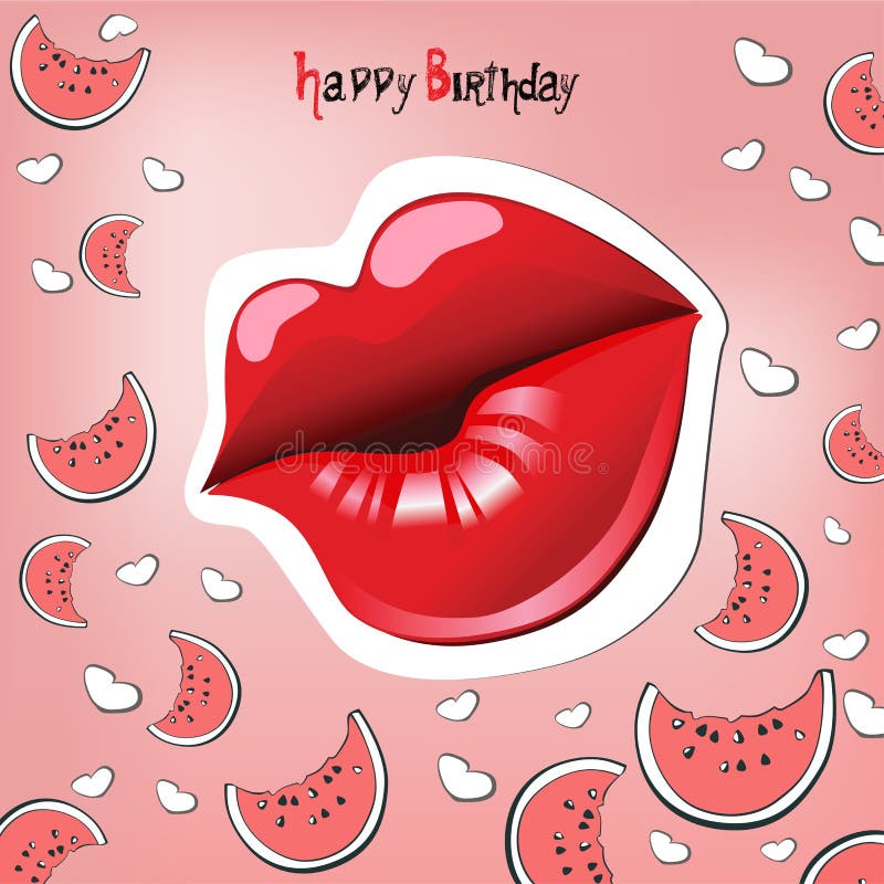 Happy Birthday Card kiss stock illustration. Image of smile 41963579