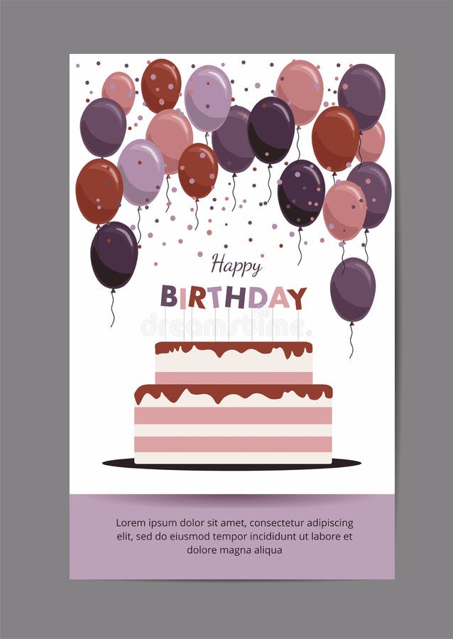 Happy Birthday Card Birthday Party Elements Isolated on White ...