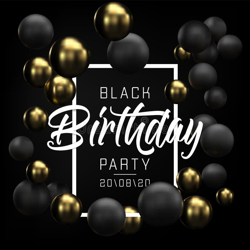 Happy Birthday Card, Party Flyer or Banner Design with Black and ...