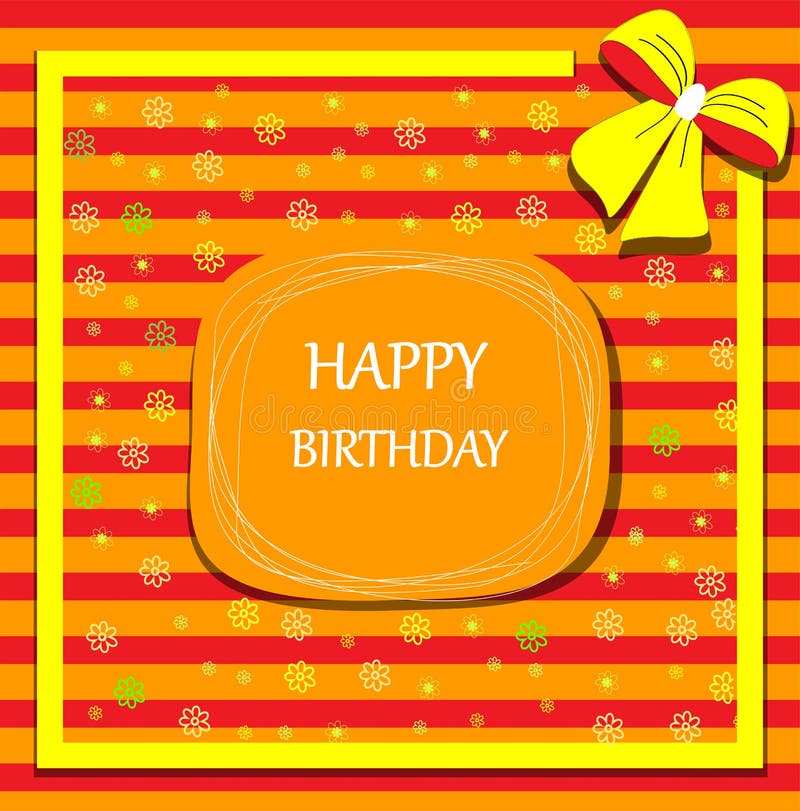 Happy Birthday Card Ribbon Bow Stock Vector - Illustration of birthday ...
