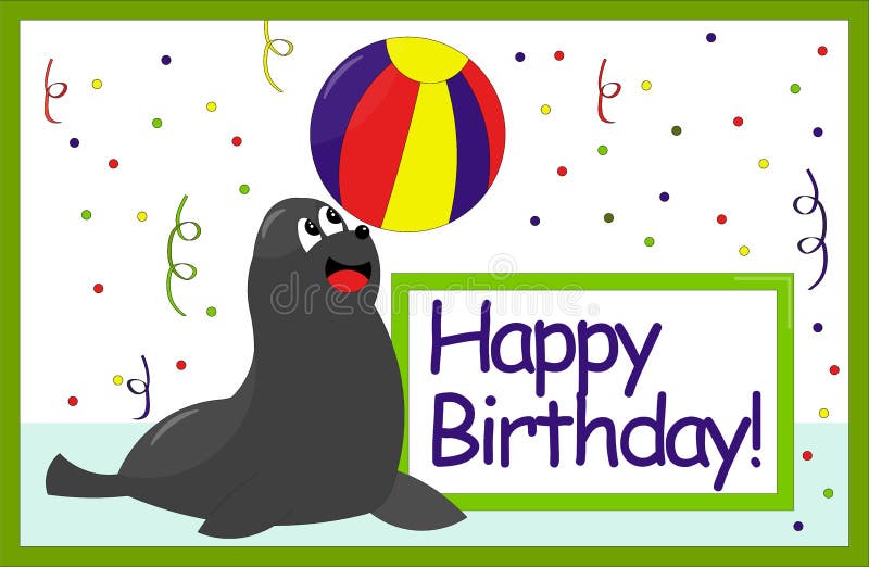 Happy birthday card seal stock illustration. Illustration of event