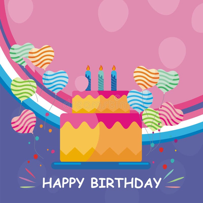 Happy Birthday Card Template Design with Trendy and Cute Design Stock ...