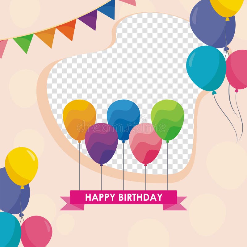 Happy Birthday Card Template Design with Trendy and Cute Design Stock ...