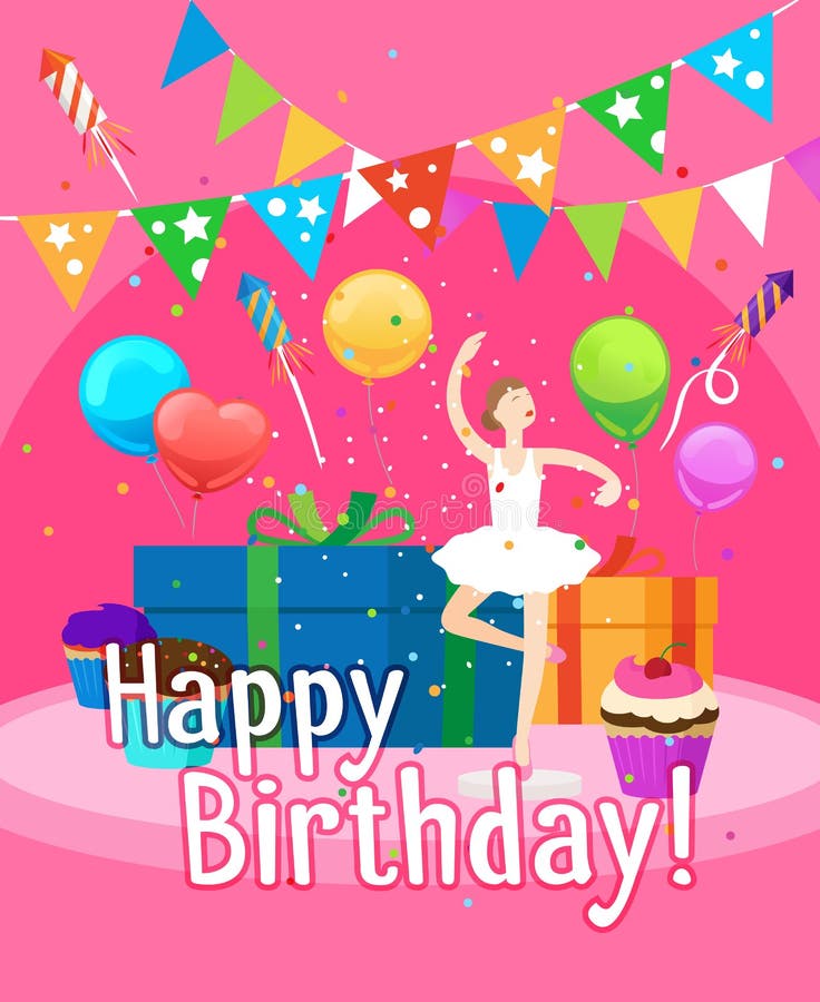 Happy Birthday Card Template For Girl Stock Vector Happy Birthday Card Template For Girl Stock Vector
