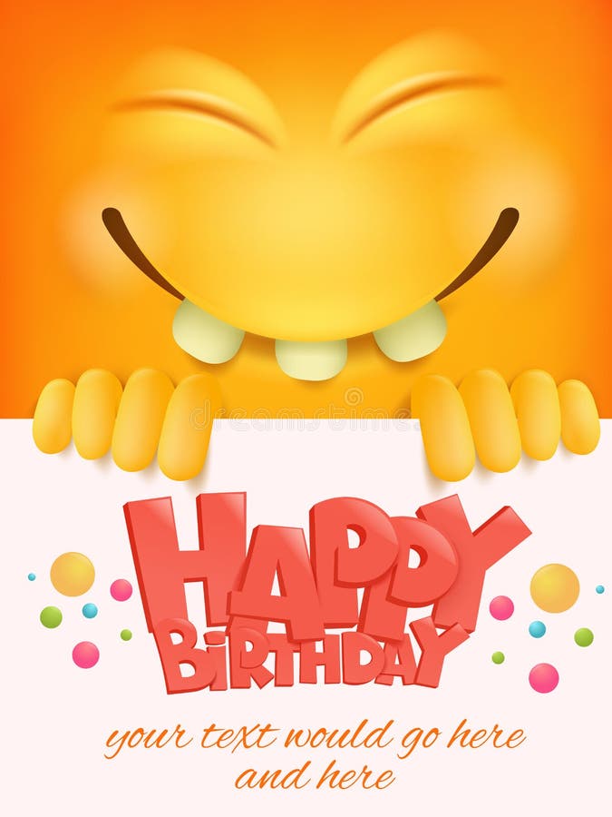 Happy Birthday Invitation Card Template with Three Emoji Characters ...
