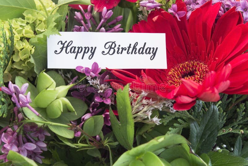 Happy Birthday Card with Bouquet of Spring Flowers. Happy Birthday Card with Bouquet of Spring Flowers.