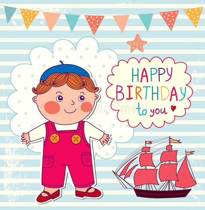 Happy Birthday Cartoon Card Stock Vector - Illustration of gifts