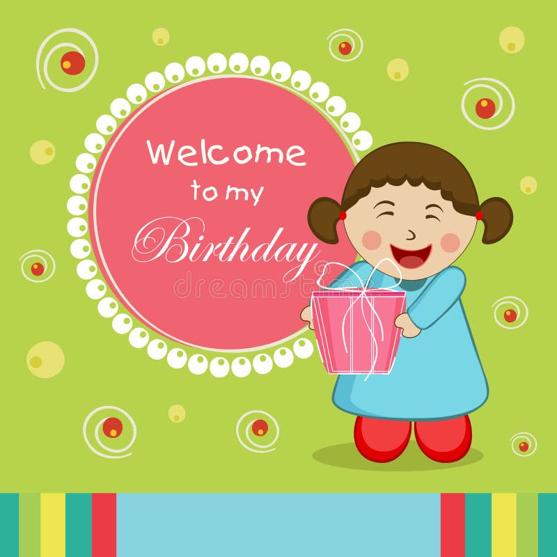 Happy Birthday Celebration Invitation Card. Stock Illustration -  Illustration of kiddish, occasion: 49003397