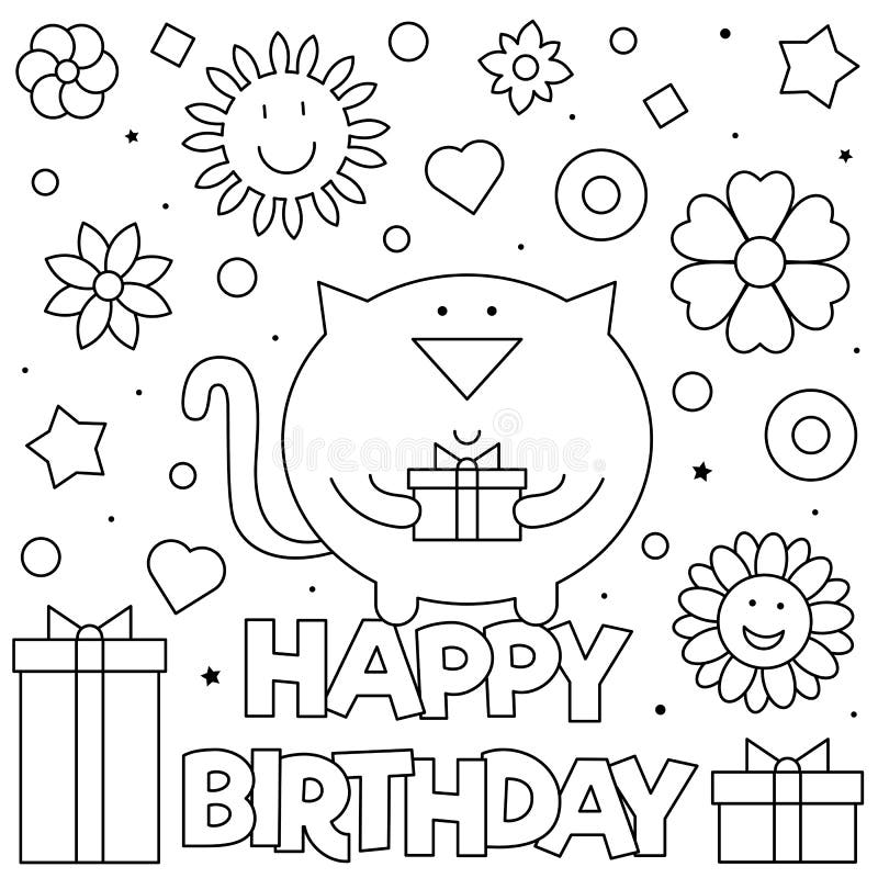 Cat Birthday Coloring Page Coloring Pages