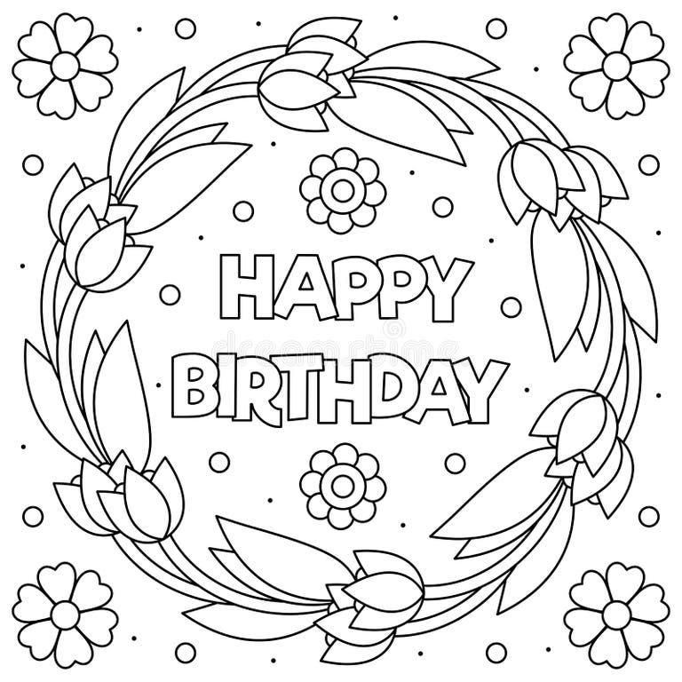 Happy Birthday White Line Drawing Vector Stock Illustrations – 7,087 ...