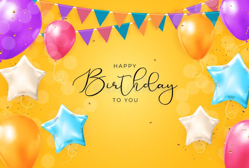 Happy Birthday Congratulations Banner Design with Confetti, Balloons and  Glossy Glitter Ribbon for Party Holiday Stock Vector - Illustration of  confetti, flat: 233513755