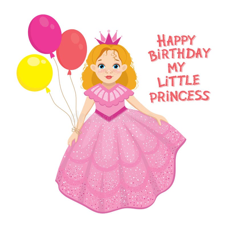 Happy Birthday Cute Fairy Girl Greeting Card with Colorful Balloon ...