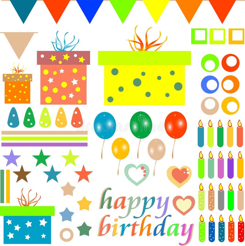 Happy birthday design elements for baby scrapbook royalty free illustration Happy birthday design elements for baby scrapbook royalty free illustration