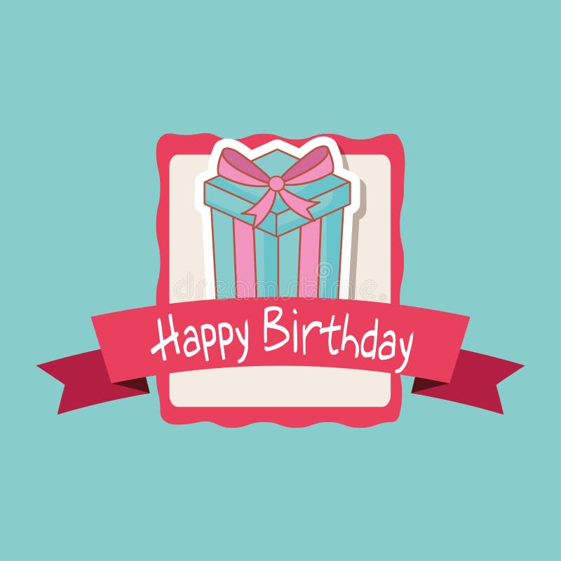 Happy Birthday Frame with Gift Box Stock Vector Illustration of party