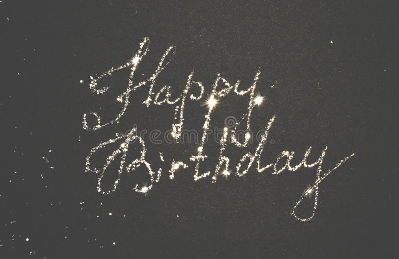 Happy Birthday, Glitter Text on Black Background in Nostalgic ...