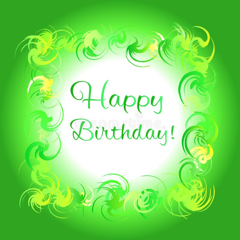 Happy Birthday Green Greeting Card Stock Vector - Illustration of ...