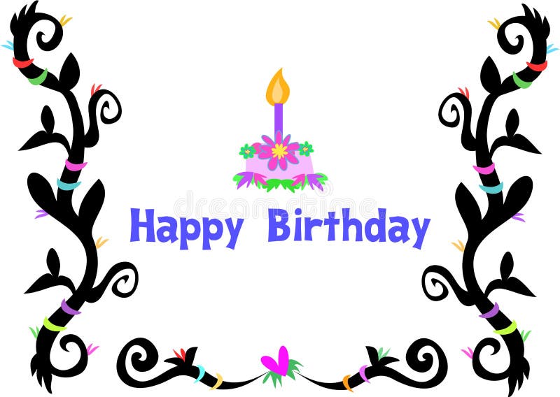 Happy Birthday Greeting and Cake with Tattoo Borde Stock Vector ...