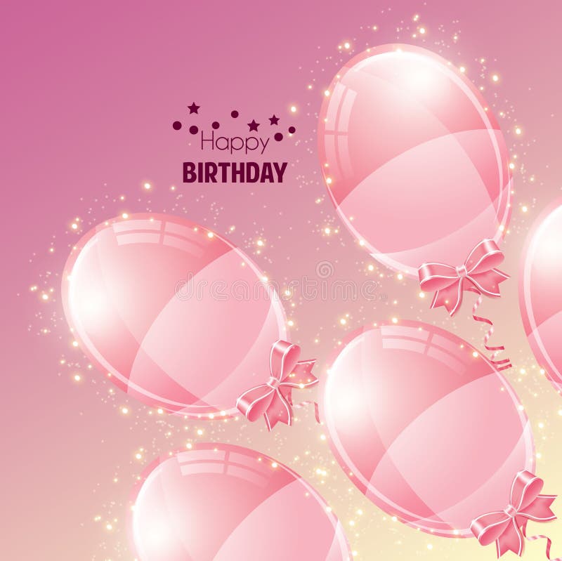 Happy Birthday Greeting Card with Balloons. Stock Vector - Illustration ...