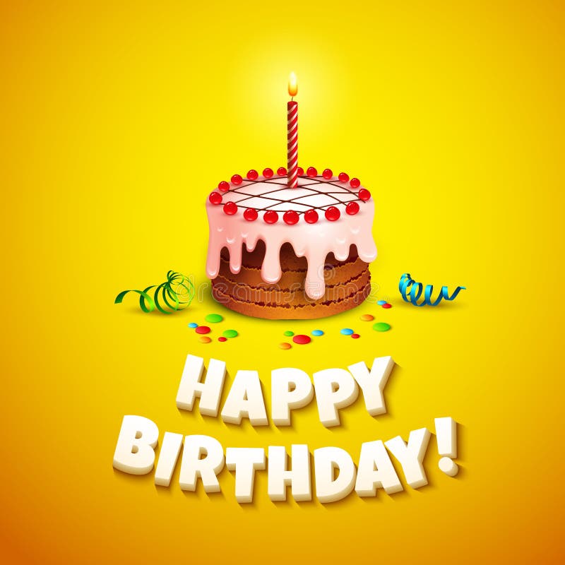 Happy Birthday Hand-drawn Card. Vector Stock Vector - Illustration of ...