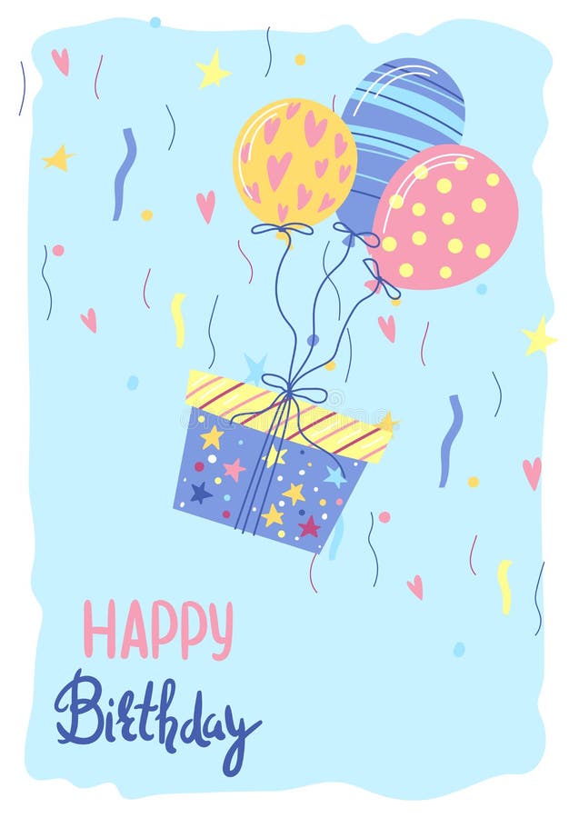 Happy Birthday Greeting Card with Frame. Celebration or Holiday Items ...