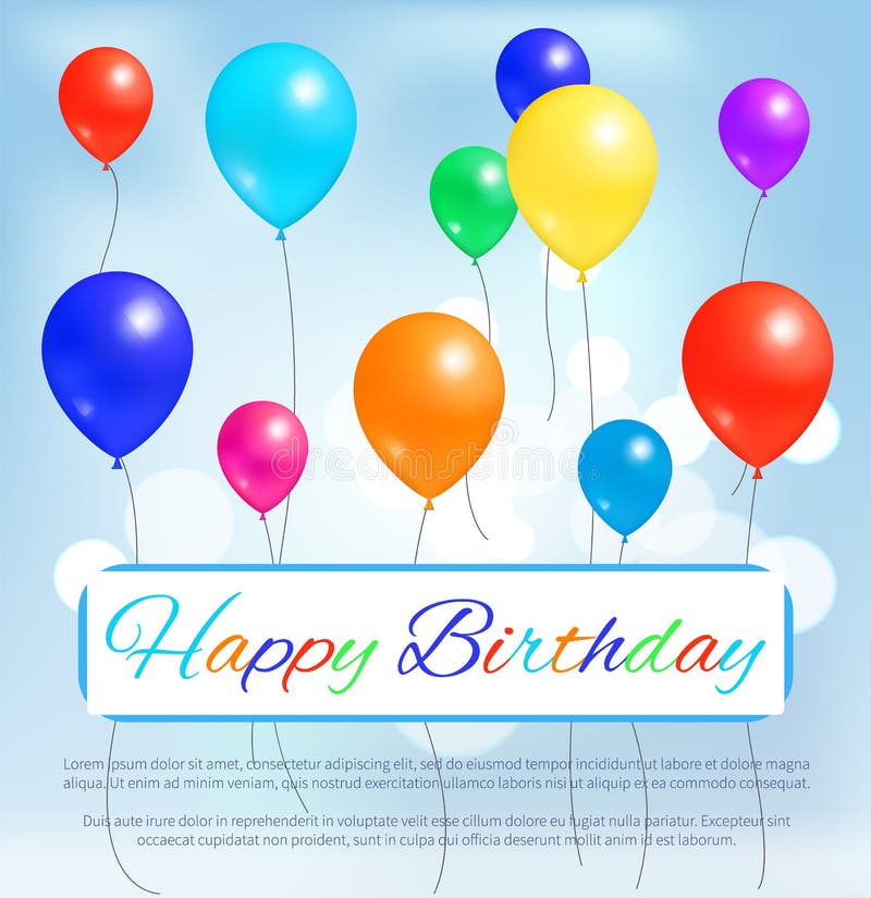 Happy Birthday Greeting Card Color Balloons Flying Stock Vector ...