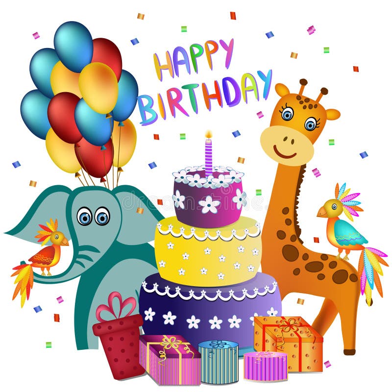 Happy Birthday Greeting Card Stock Illustration - Illustration of happy ...