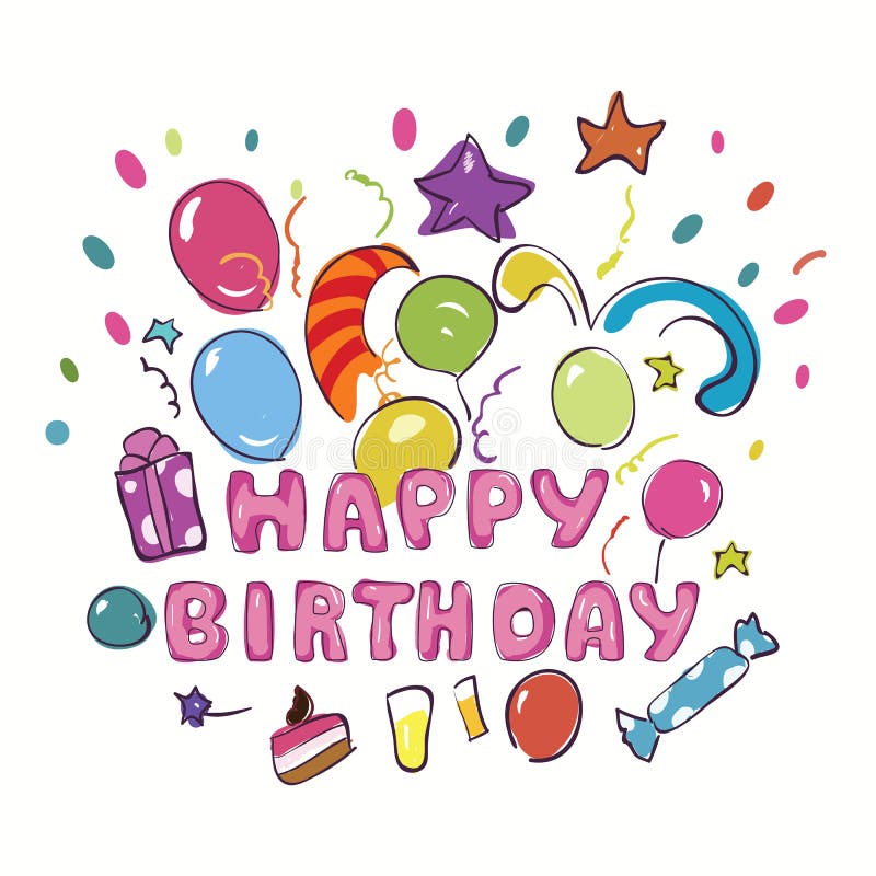 Happy birthday greeting card stock illustration