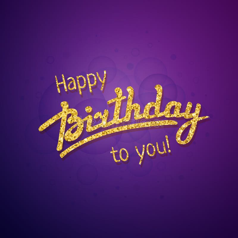 Happy Birthday Greeting Card On Purple Stock Vector - Illustration of