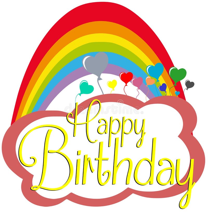 Download Happy Birthday Greeting Card With Rainbow Stock Vector ...