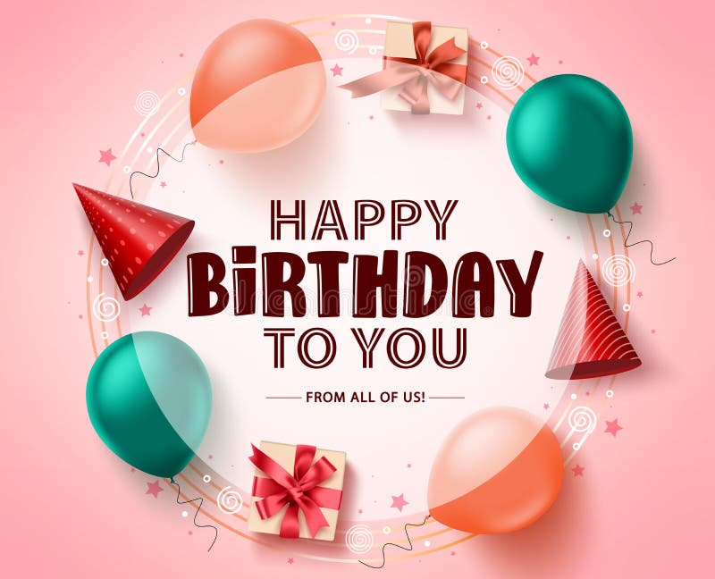 Happy birthday greeting card vector banner template. Happy birthday in white empty circle for message vector illustration Happy birthday greeting card vector banner template. Happy birthday in white empty circle for message vector illustration