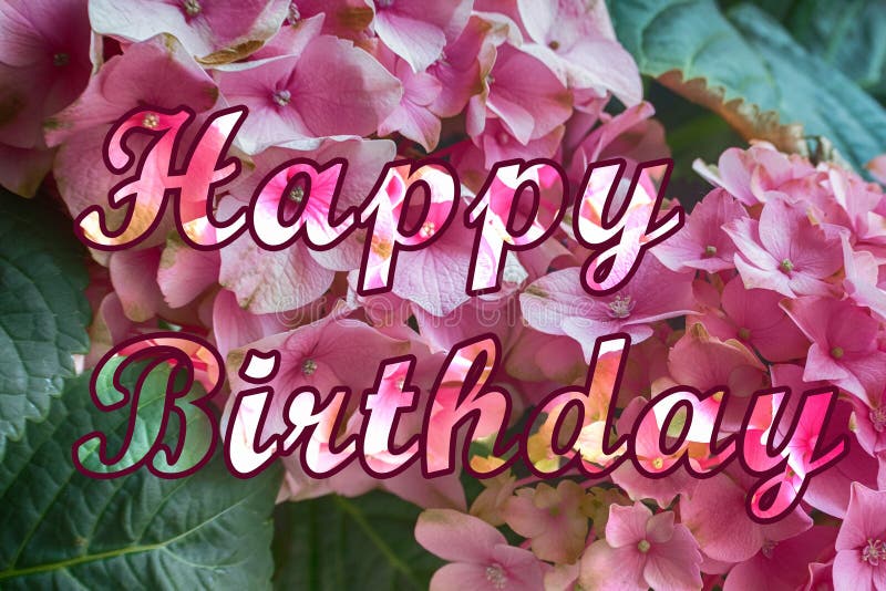 Happy birthday with pink flowers background celebration concept. Happy birthday with pink flowers background celebration concept