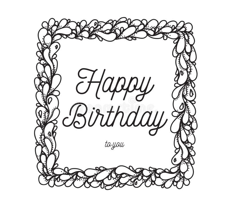 Happy Birthday Inscription. Greeting Card with Calligraphy in Frame ...