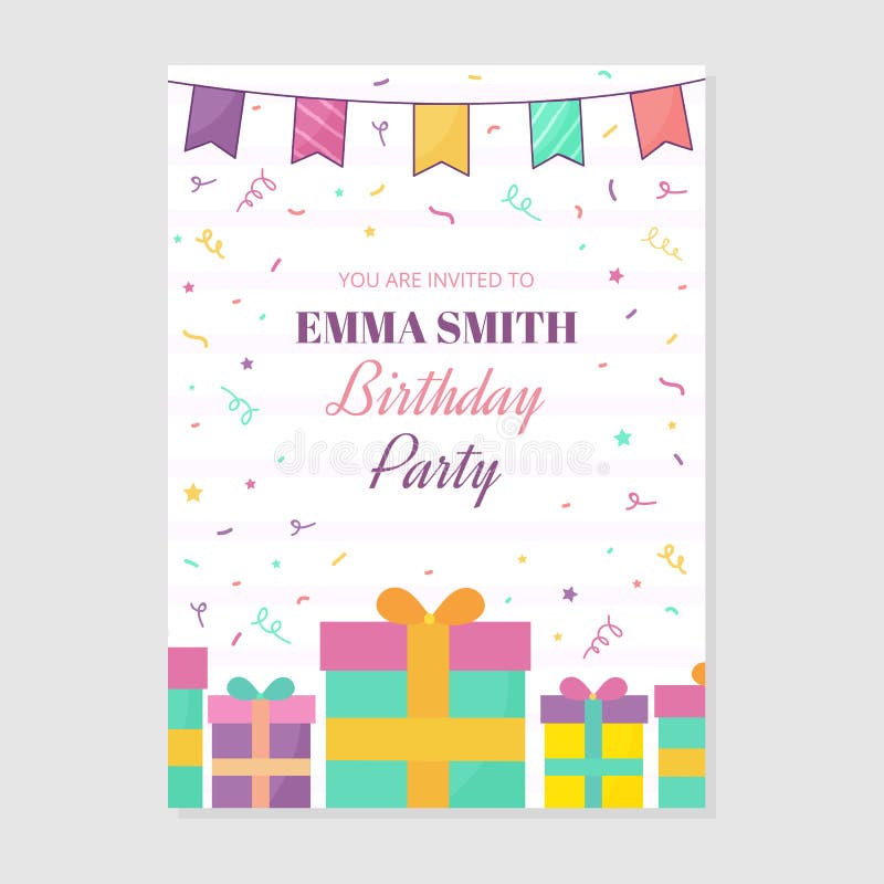 Happy Birthday Invitation Card Design Stock Vector Illustration of