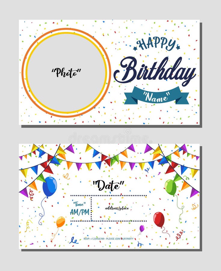 Happy Birthday Invitation Card Template, Vector Illustration of Birthday  Party Background Stock Vector - Illustration of cards, decoration: 114257073