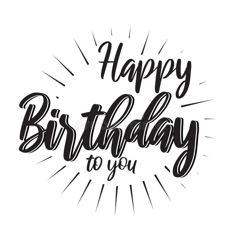 Happy Birthday Lettering Text Banner, Black Color. Vector Illustration ...