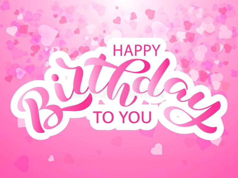 Happy Birthday Vector Card . Handwritten Illustration With Heart. Stock ...