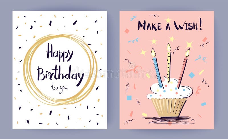 happy birthday make a wish vector illustration stock vector