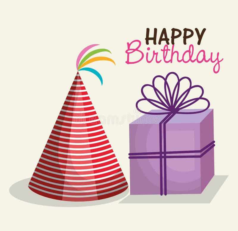 Happy Birthday Party Invitation with Gift Stock Illustration