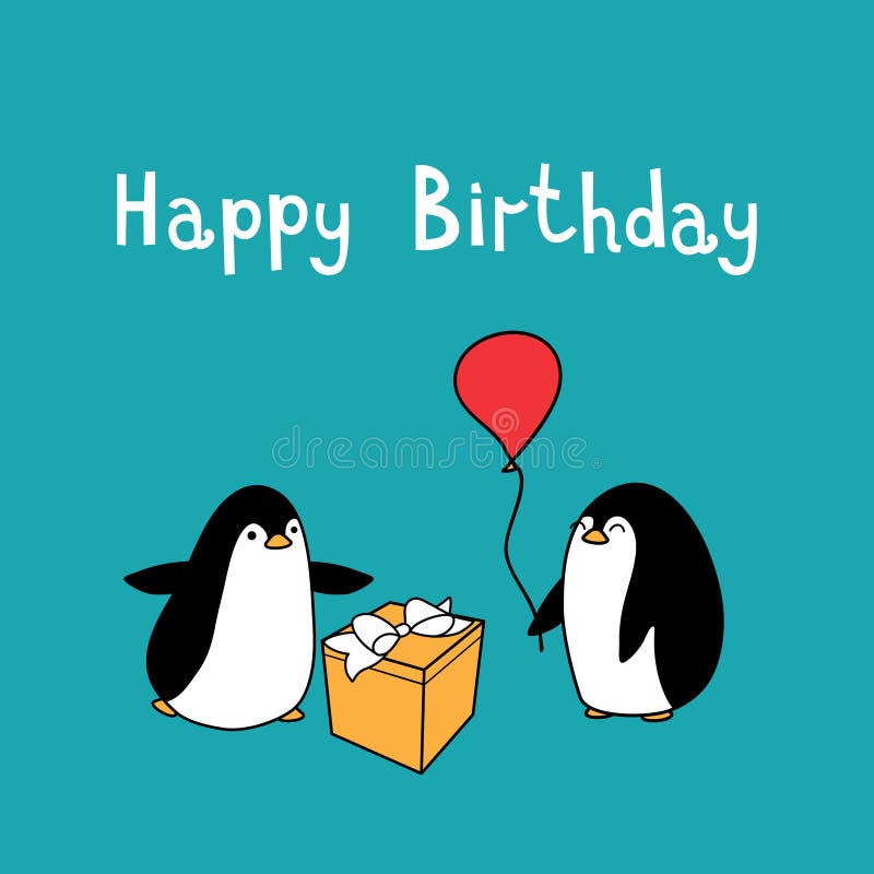 Download Happy Birthday With Penguins Stock Vector - Illustration of colorful, banner: 58704367