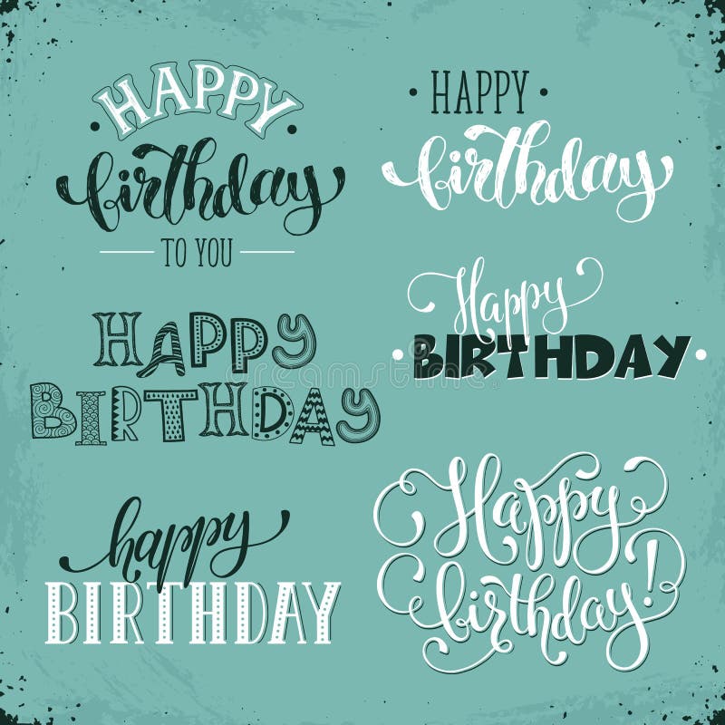 Happy birthday phrases stock vector. Illustration of handmade - 85538185