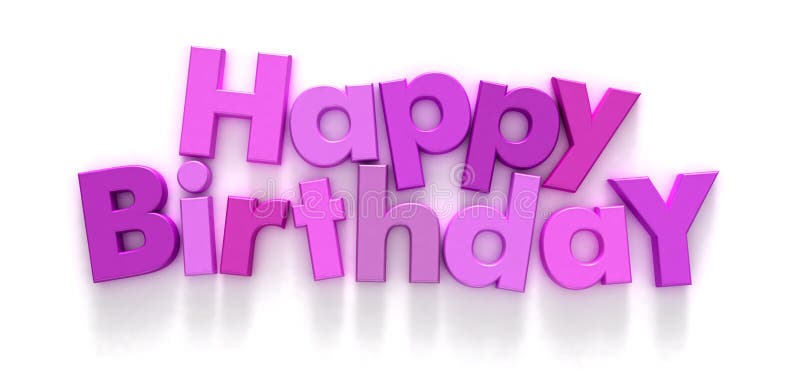 Happy Birthday in pink and purple letters
