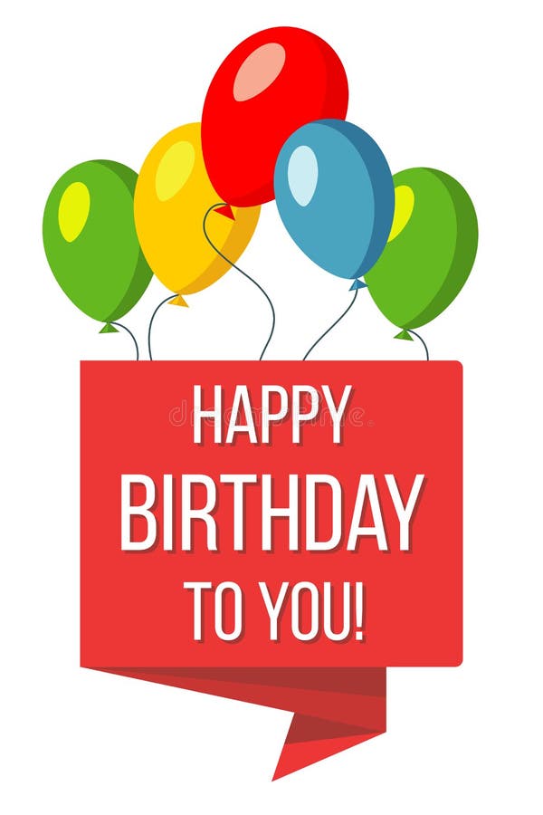 Happy birthday red banner and baloons vector illustration stock illustration Happy birthday red banner and baloons vector illustration stock illustration