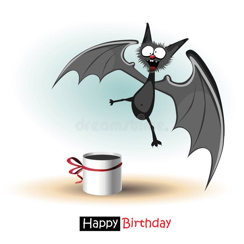 Happy Birthday Smile Bat Card Stock Illustration Illustration of
