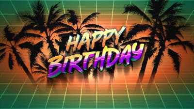 Happy Birthday with Summer Tropical Trees and Retro Grid Stock Footage -  Video of tree, silhouette: 248426408