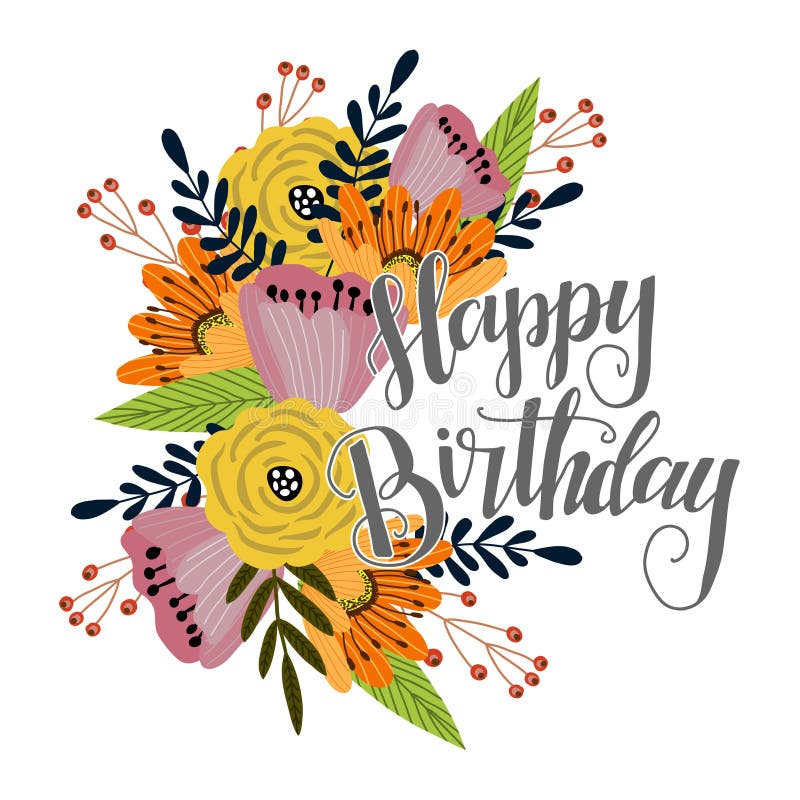 Happy Birthday. Template for Cards and Banners with Cute Doodles ...