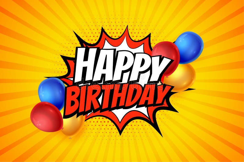 Happy birthday template in comic style design royalty free illustration
